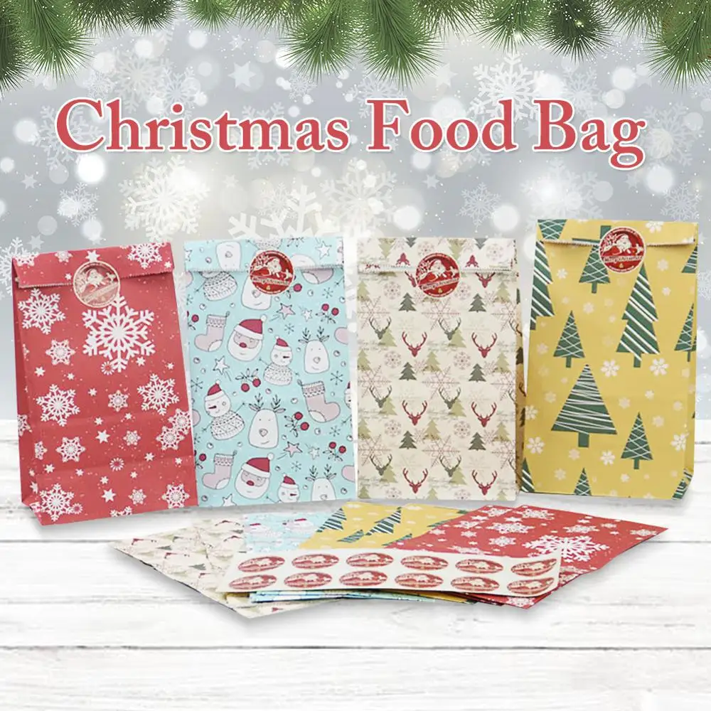 Рождественские подарочные пакеты пакет из крафт бумаги для хранения сладостей и