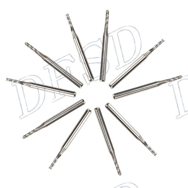 

3.175mm Carbide End Mill Engraving Bits CNC PCB Machinery 0.7mm Cutting Pack Of 10
