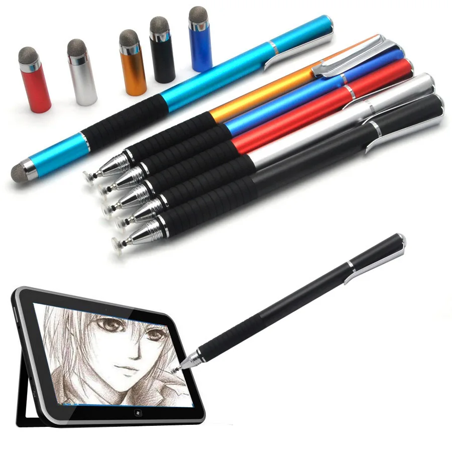 100pcs/lot 3 in1Mesh Fiber Capacitive Stylus Universal Touch Screen Drawing Ballpoint  Pen Handwriting for Tablet PC Smart Phone