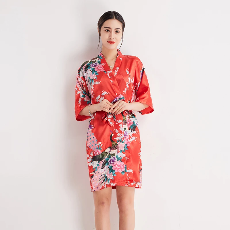 Халат женский короткий в китайском стиле пикантный ночной мини-халат кимоно для