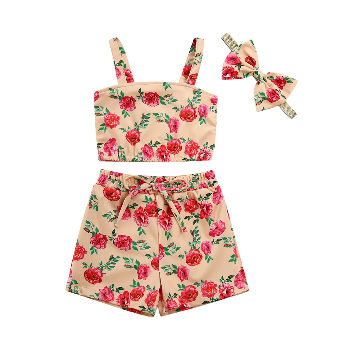 2020 г. Комплект из 3 предметов одежда с цветочным рисунком для маленьких девочек