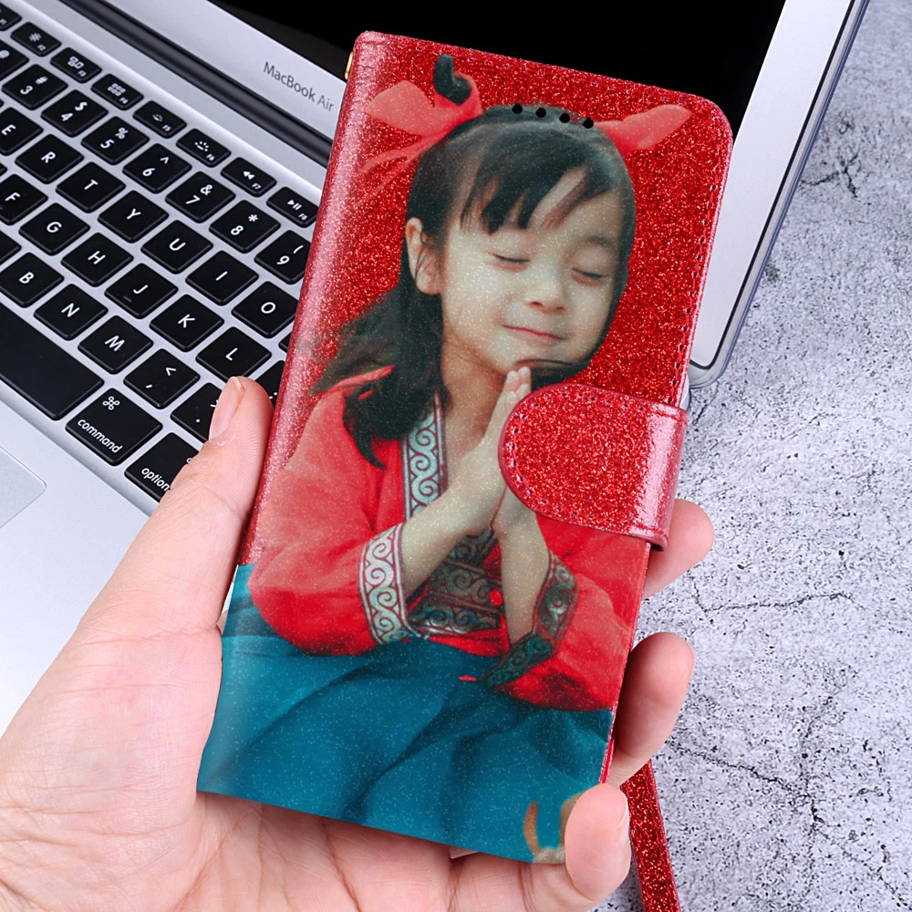 Блестящий чехол для Xiaomi redmi 6 Bling персонализированные изображения кожаный кошелек для iaomi redmi 6A мягкий кожаный фото женский кошелек