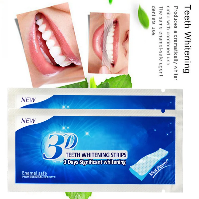 

28 Pairs 3D Teeth Whitening Strips Stain Removal for Oral Hygiene Clean Double Elastic Bleaching Strip Whitening Tool TSLM1