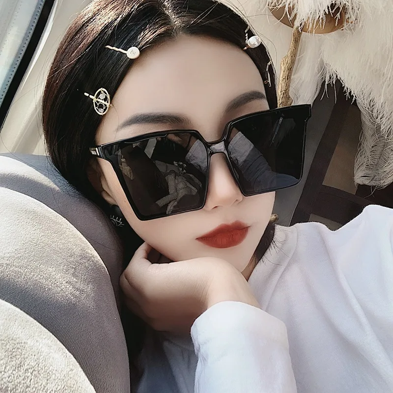 

2020 Square Fashion Sunglasses Women Big Black Frame Sunglasses Europe And America Cool Trend Eyeglasses Driving