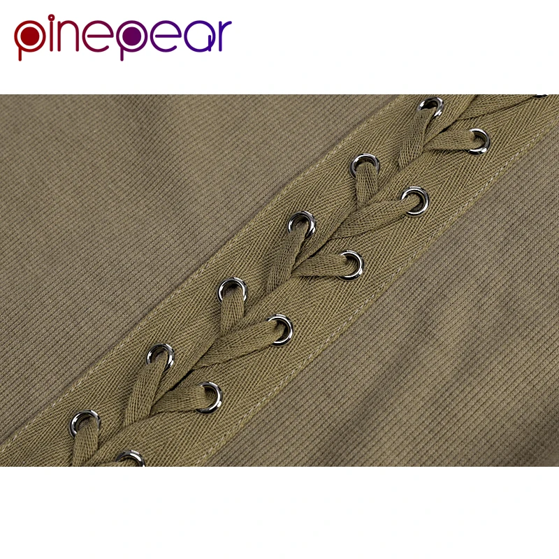 

PinePear Lace Up Bandage Mini Dress Women Long Sleeve High Neck Night Club Bodycon Dress vestidos de fiesta 2020 Dropshipping