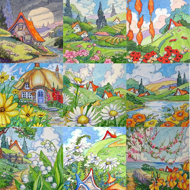 

Diamond Painting 5D Diamonds DIY Scenery Cross Stitch Full Square Round Drill Embroidery Colorful Handmade Home Room Wall Decor