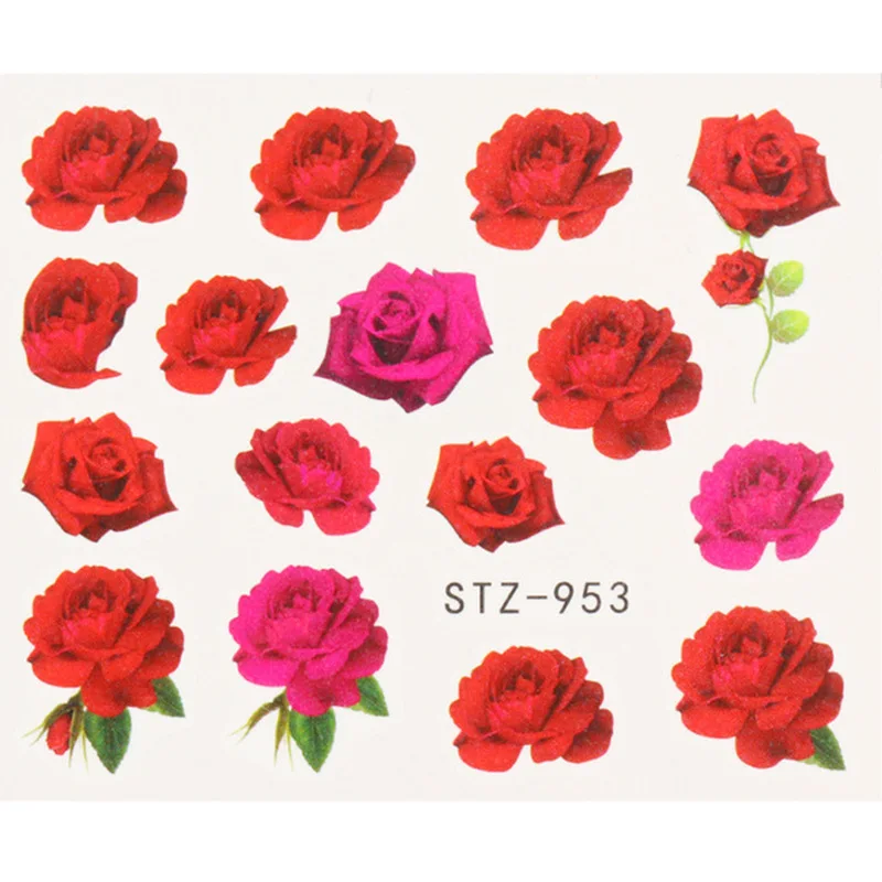 

1 Sheet Watercolor Elegant Rose Flowers INS Sliders Nail Sticker Decal Nail Art Stickers Decoration Water Tattoo Manicure