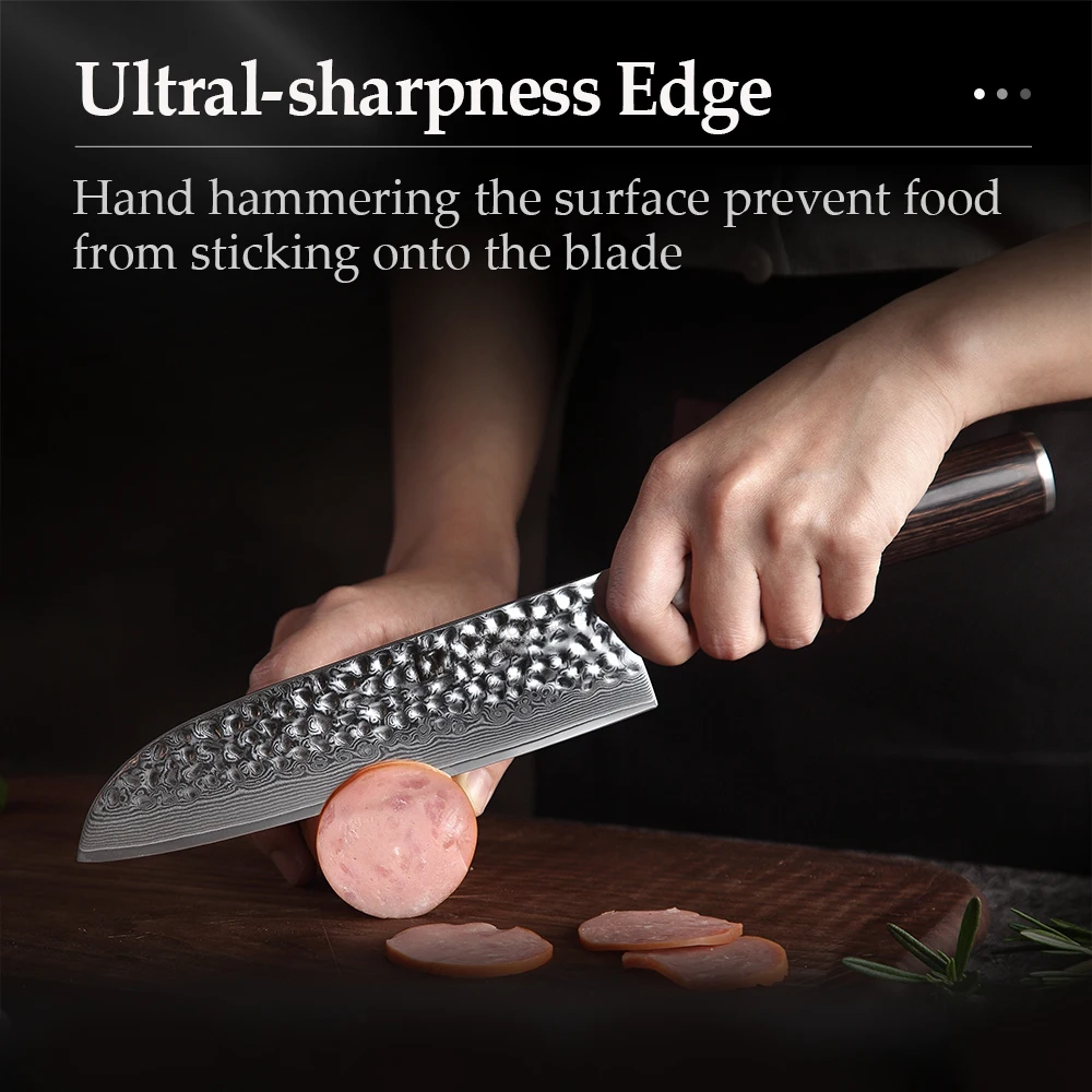 XINZUO 7-дюймовый нож Santoku VG10 дамасская японская сталь кухонные ножи шеф-повара ручка