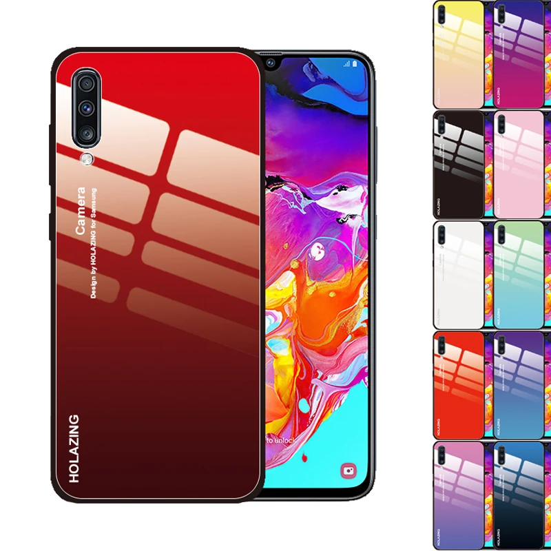 Противоударный градиентный чехол из закаленного стекла для Samsung Galaxy A10 A20 A20S A30S A50S