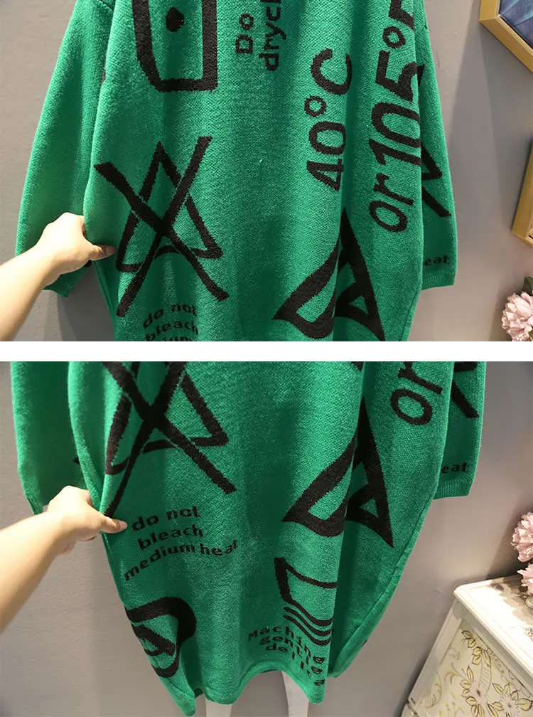 TVVOVVIN Knitted Geometrical Sweater Women Pullover Autumn Letter Small Fresh O Neck Full Sleeve Casual Style Sweater L530