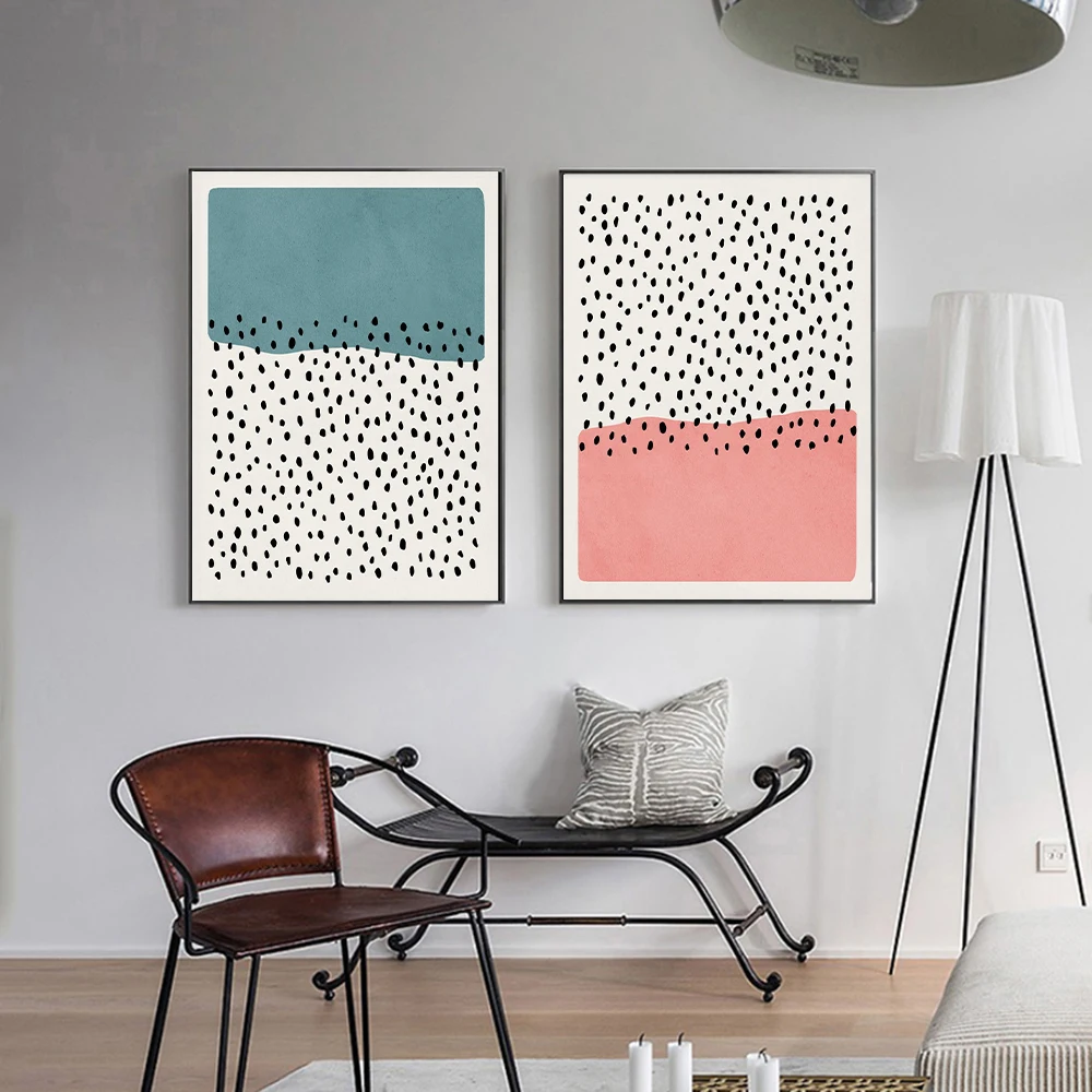 

Nordic Abstract Poster Pink Blue Background Canvas Painting Wall Art Speck Picture For Living Room Unique Decor On The Wall