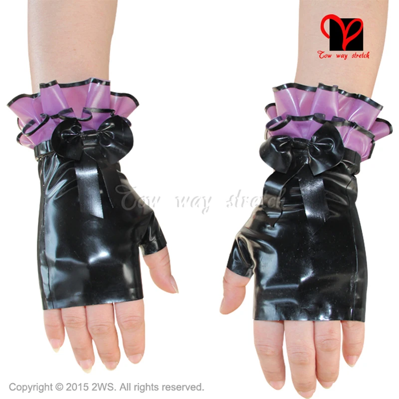 Sexy Latex Fingerless Gloves Rubber catsuit Glovelettes Gummi Mittens Mini Half Wristlets Finger Knuckle size XXXL ST-001