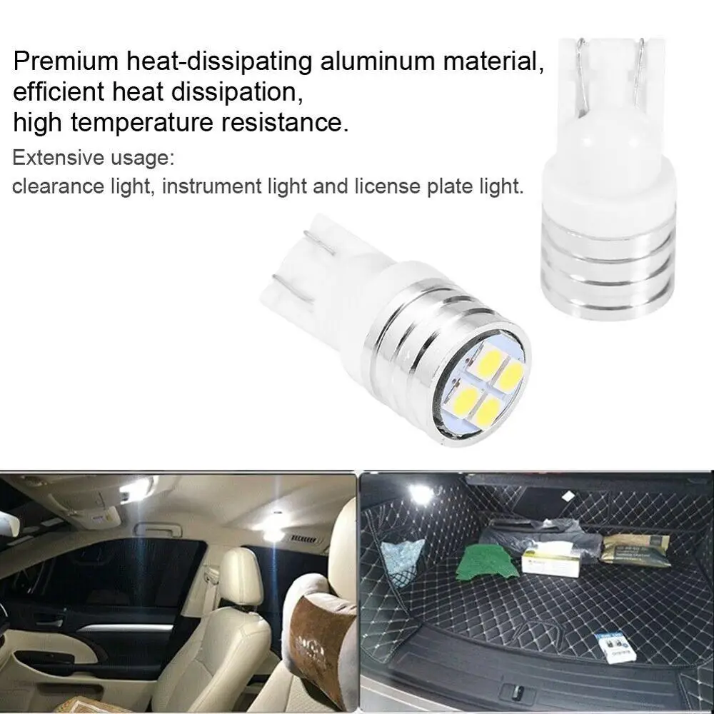 

4x No Error Ice blue, White, Red, Amber T10 Car LED Dome Light 4LEDs 3030 W5W 501 194 Sidelight License Plate Light 12V DC
