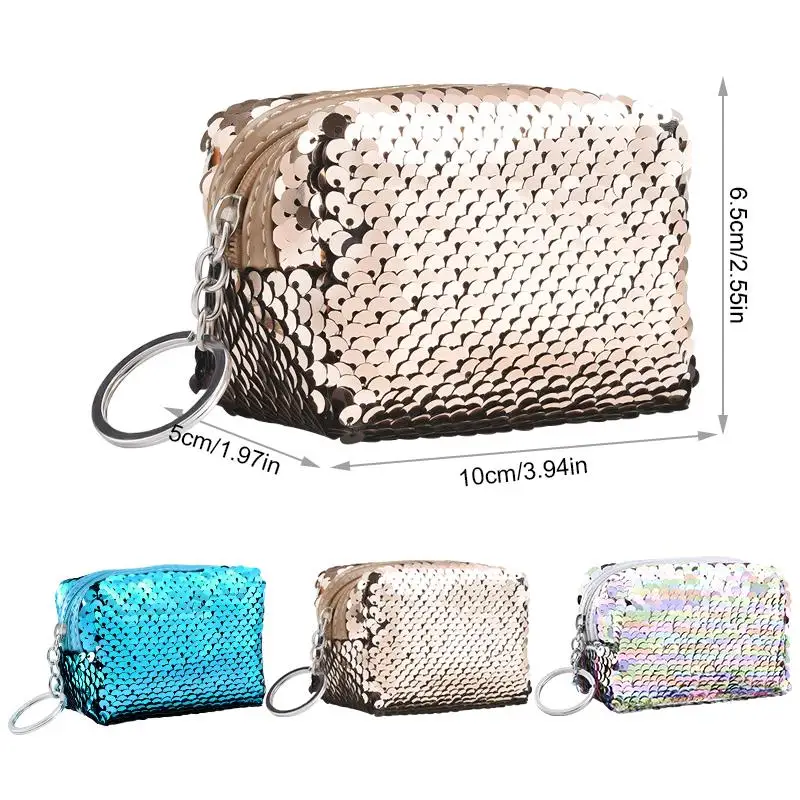 

Women Wallet Fashion Glitter Sequined Zipper Coin Purse Ladies Clutch Change Purse Girls Mini Money Bag Card Holder Key Pouch