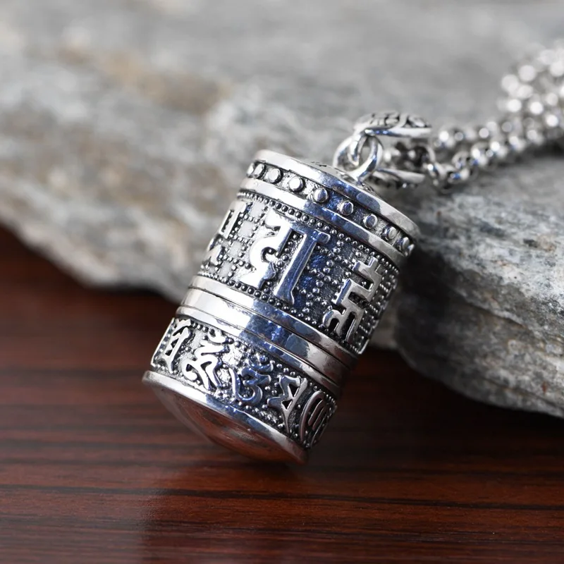 Женский амулет Talisman из серебра 990 пробы кулон ОМ МАНИ ПАДМЕ ХУМ Винтажные