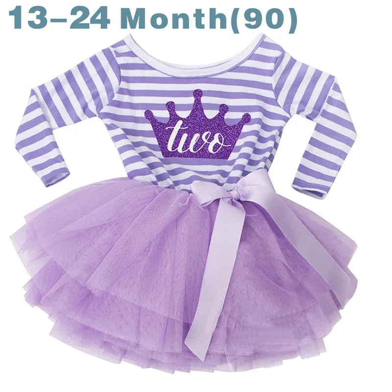 Purple 2 years Платья для дня рождения «Моя принцесса» для малышей, крестильное платье с длинными рукавами, платье для маленьких девочек одежда для маленьких девочек 12 месяцев - Цвет: Purple 2 years