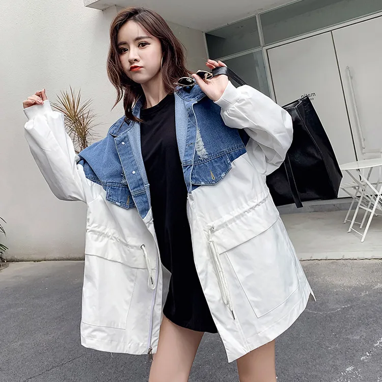 2019 Женская Новая Осенняя верхняя одежда больших размеров имитация двух частей