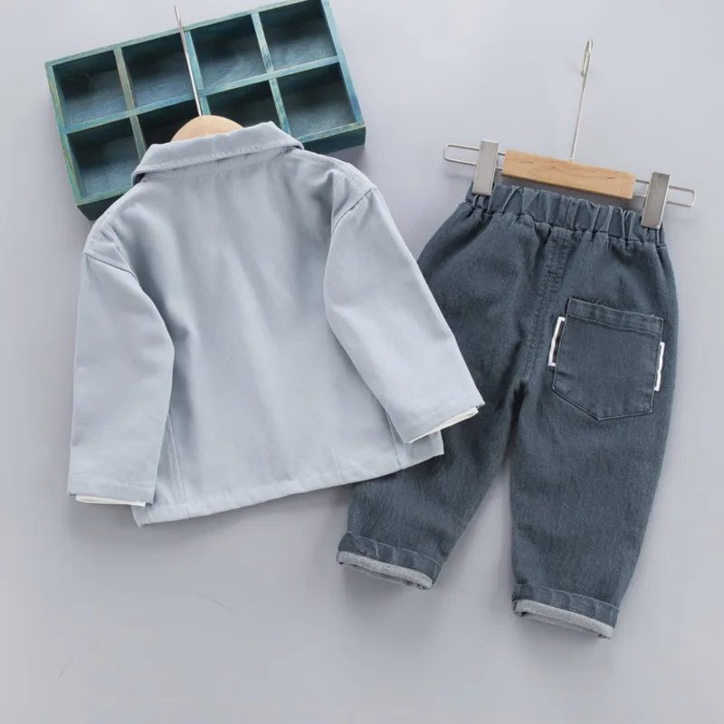 New Spring Autumn Children Clothes Baby Boys Girls Lapel Jacket T Shirt Pants 3Pcs/sets Kids Infant Clothing Toddler Sportswear |