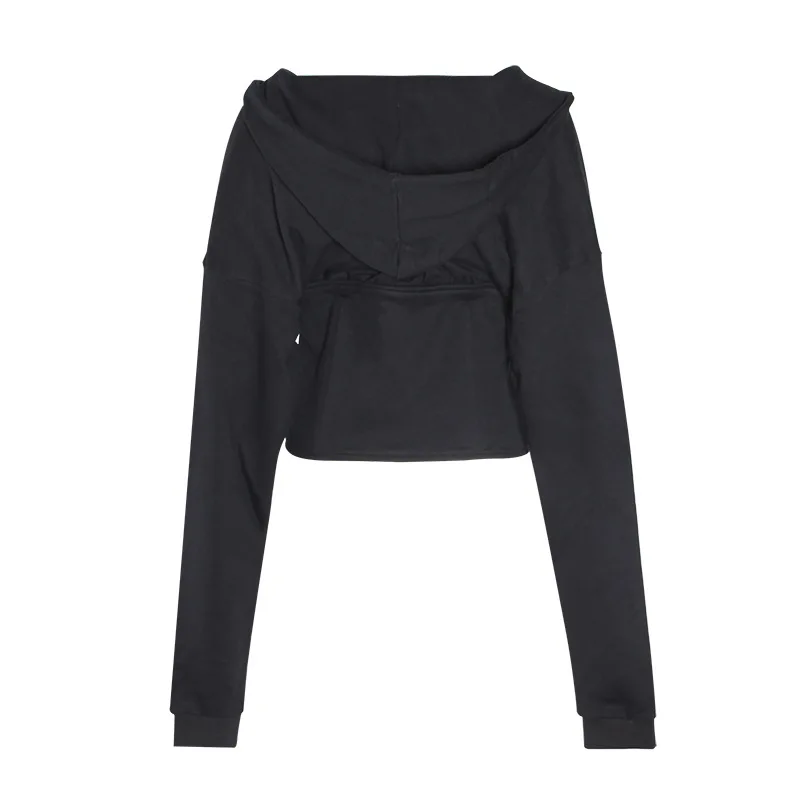 

Thailand tide brand new foreign style slim hooded long sleeve waist black v collar casual vests women tide