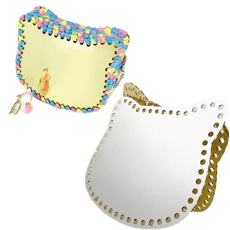 

Acrylic DIY Cat Mirror Pane Board Double-sided Reflective Bag Accessories Hand-woven Crochet Purse Hand Made Material Parts