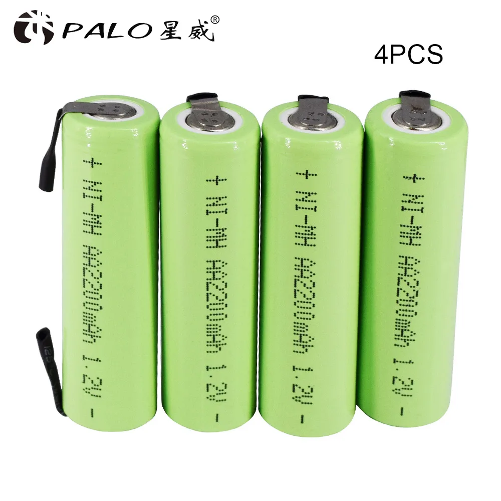 4 pcs PALO 1,2 V AA батарея 2200mAh электронная сигарета перезаряжаемая NiMH батарея питания для электронной сигареты фонарик игрушки разрядка - Цвет: 4 pcs