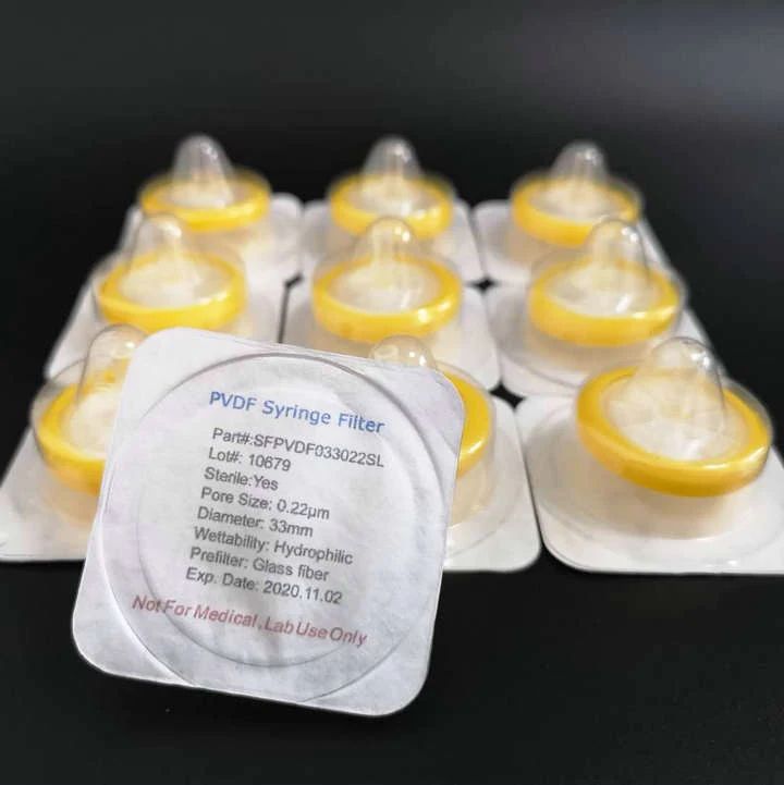 12 шт./лот одноразовый стерильный шприц фильтр мембрана PVDF диаметром 33 мм размер
