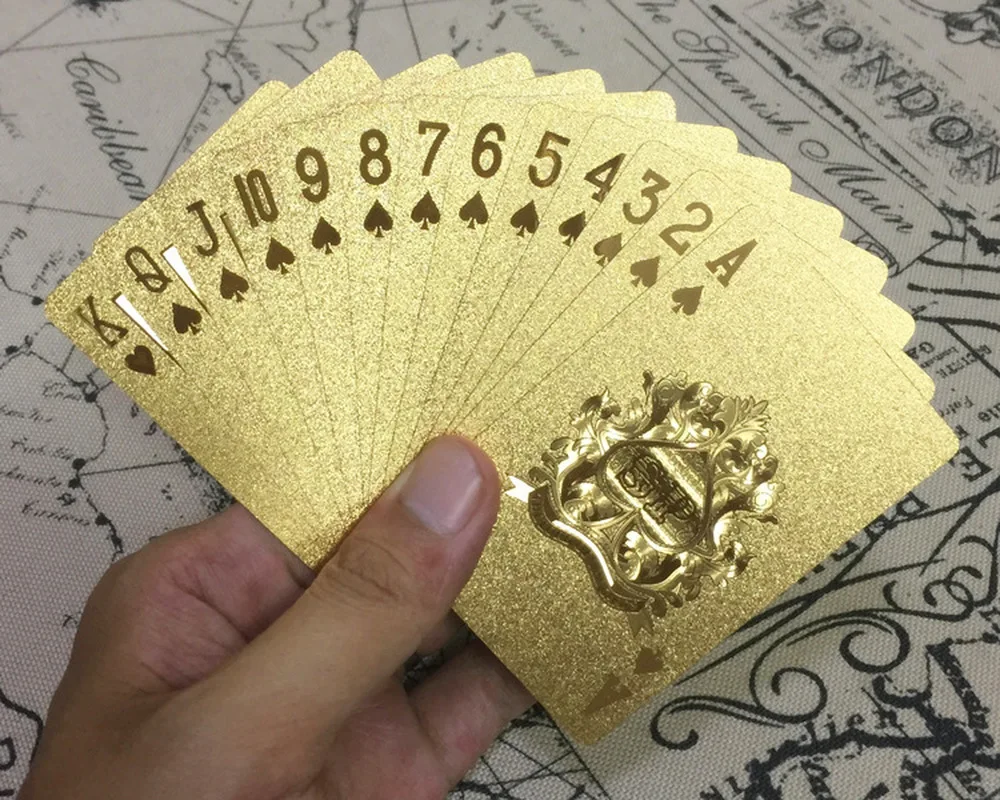 Пластиковые игральные карты водонепроницаемая Золотая покерная черная