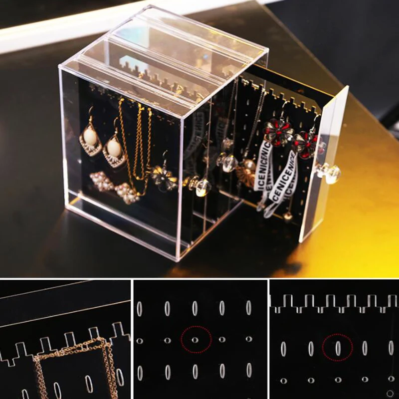 

Jewelry Organizer Transparent Storage Box Earrings Display Stand Necklace Jewelry Display Case Plastic Box Vertical Drawer