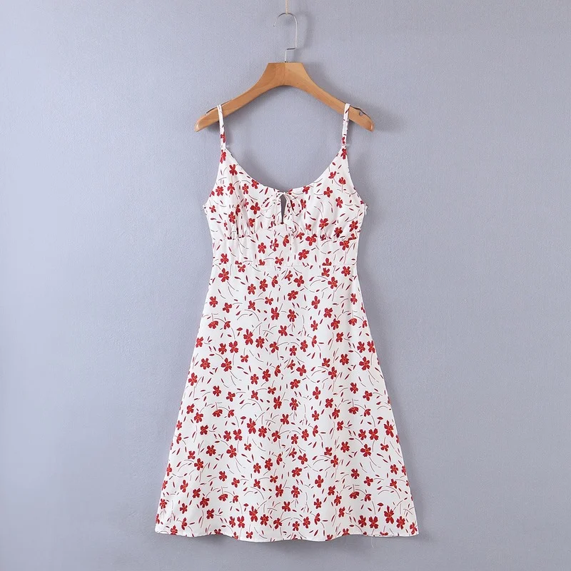 

Summer Women's Dress New Chic Chiffon Bohemian Flower Print Suspender High Waist Ruffle Skirt Floral Skirt Girls Sundress 2021