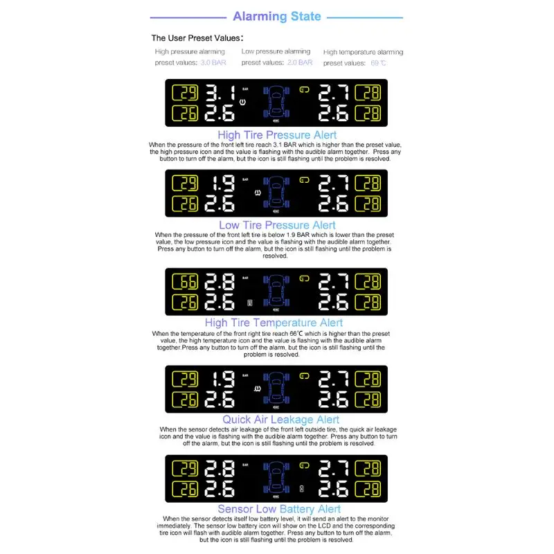 T601 TPMS датчик давления в шинах Система мониторинга Универсальный беспроводной Di