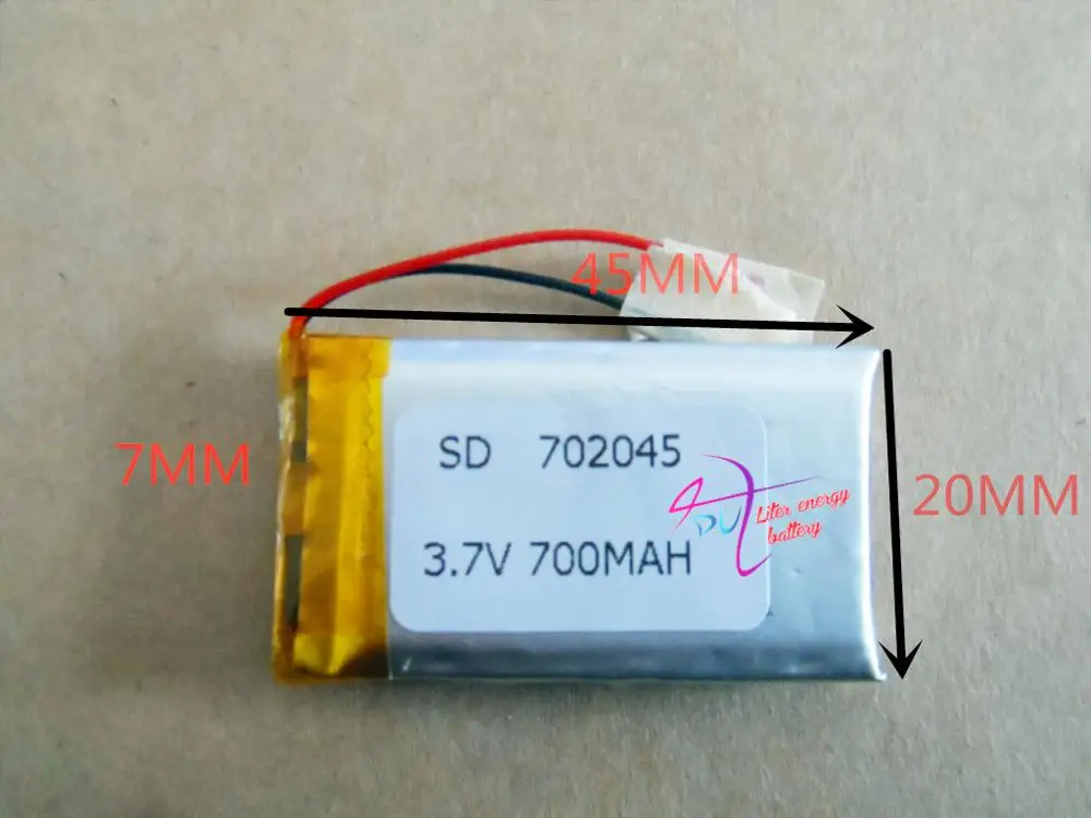 

3.7V polymer lithium battery 702045 MP5 MP4 wireless WIFI digital products 700mAH