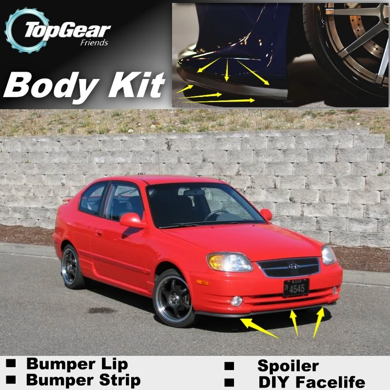 For Hyundai Accent Verna Bumper Lip Lips / Front Spoiler Deflector TOPGEAR Friends Car Tuning Body Kit Strip Skirt | Автомобили и