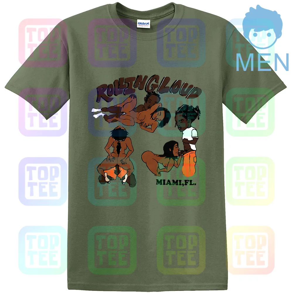 MEN-ARMY GREEN Футболка AWGE Asap Rocky Rolling Loud - Цвет: MEN-ARMY GREEN