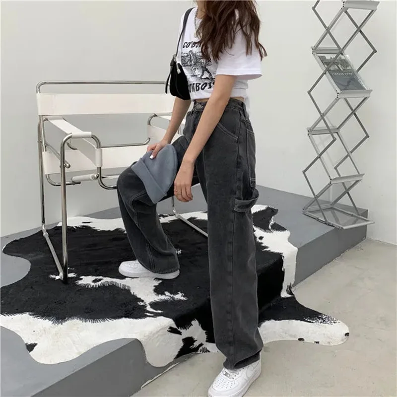 Джинсы женские с широкими штанинами и завышенной талией одежда из денима