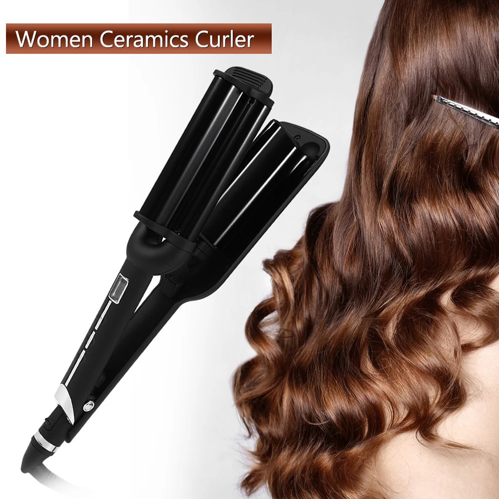 

Deep Wave Hair Curling Irons Ceramic Triple Barrel Big Wave Hair Waver Hair Curler Corrugated Hair Crimper Iron Curling Tongs