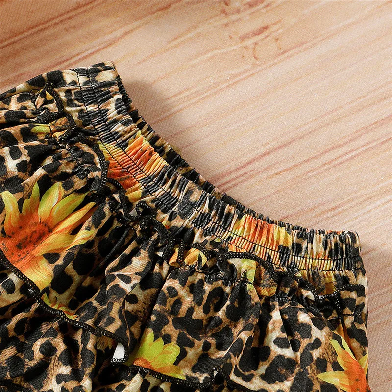 

Baby Girls Clothes Summer New Kid Clothing Newborn Baby Girl Outfit Short Sleeve Solid Halter Vest Leopard Print Shorts Dropship