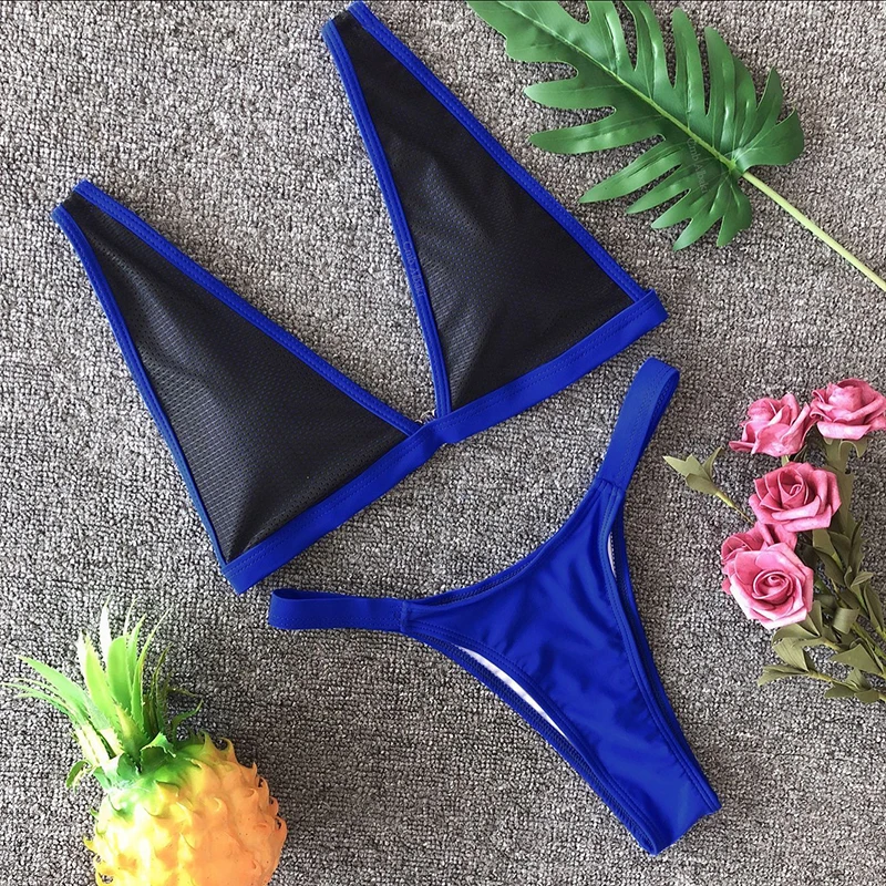 

Sexy Swimwear Women Bikini 2019 New Arrival Beachwear Mesh Patchwork Straps Low Waist Swimsuit Brazilian Biquini S-L