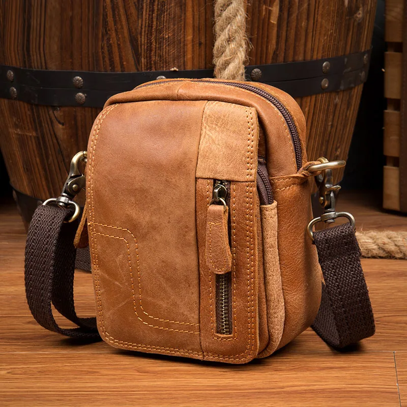 Ретро Мужская сумка мессенджер из натуральной кожи маленькие винтажные сумки