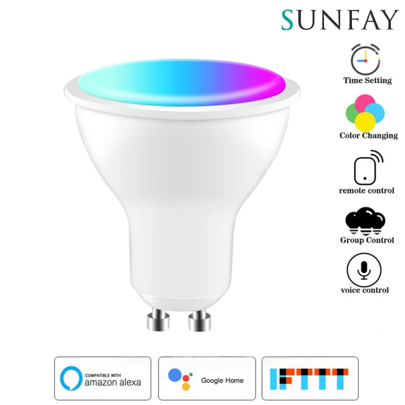

GU10 Spotlight WiFi Smart Light Bulb 4W RGB+CCT 2700-6500K Smart Bulb App Remote Control Light Lamp For Alexa Google Home
