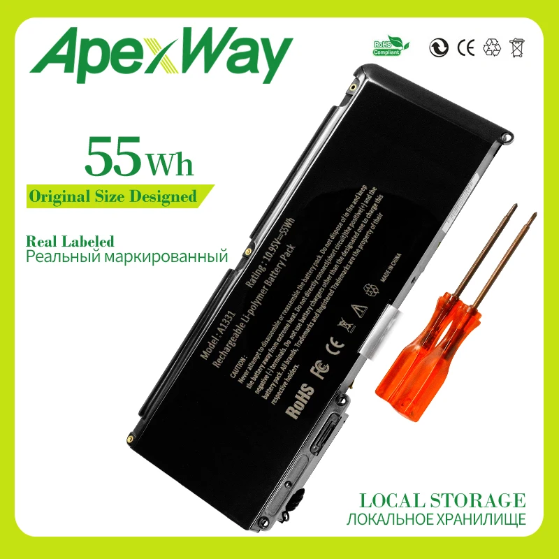 Apexway 55wh 10,95 v Аккумулятор для ноутбука A1331 для Apple MacBook Pro 1" Pro 17"+ отвертка A1342 MC207 MC516 M661-5391