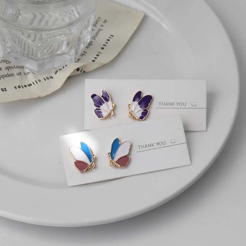 

Korean Elegant Simple Butterfly Stud Earrings For Women Girls 2021 Fashion Sweet Cute Clip Earring Party Engagement Jewelry Gift