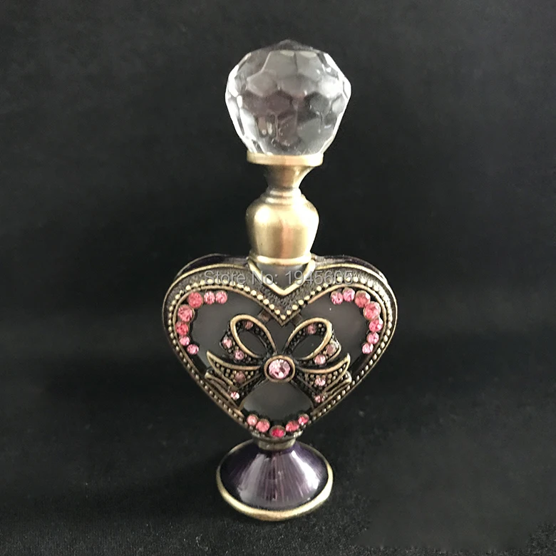 5ml Perfume Essential Oil Vintage Empty Refillable Bottle Graven Metal Heart Bowknot Glass Container Gift Home Decoration#59709 | Красота и