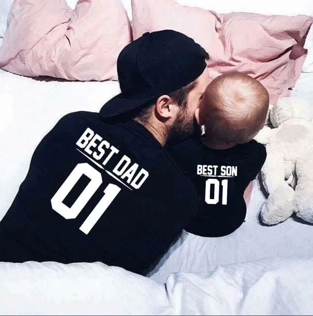 Best Dad Best Son 01 Daddy and Me Tshirts Father and Son Clothes Family Matching Outfits Fathers Day Gift Baby Boy Summer Look