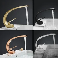 bathroom basin brass sink mixer faucets hot cold single handle creative deck mounted lavatory crane tap brushed goldchrome