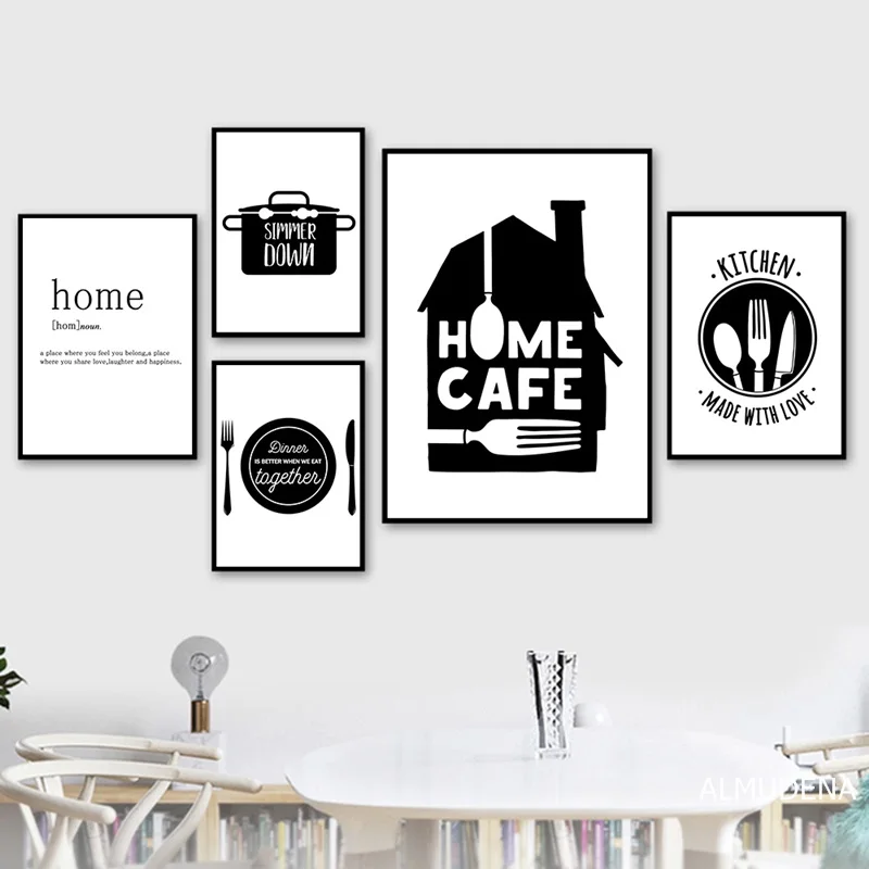 

Black And White Canvas Painting Kitchen Quotes Poster Home Cafe Nordic Posters And Prints Wall Pictures Art Wall Home Decoration
