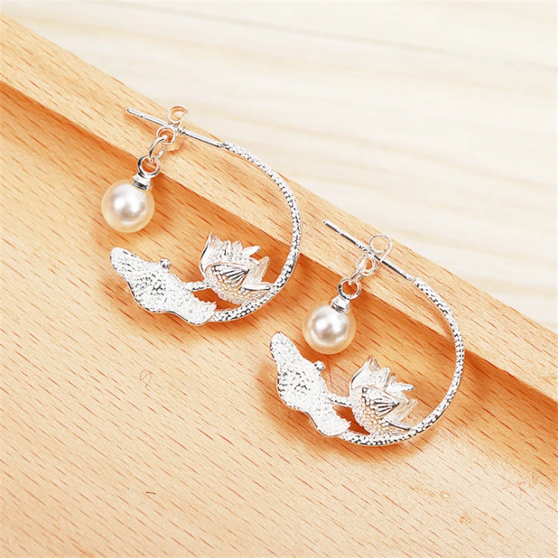 Серьги-гвоздики в этническом стиле с жемчугом лотоса | Украшения и аксессуары