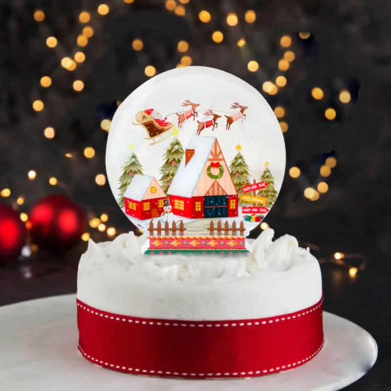 

New Merry Christmas Cake Topper Acrylic Santa Claus Cute Cupcake Topper for 2022 Christmas Xmas Decor Party Cake Decorations