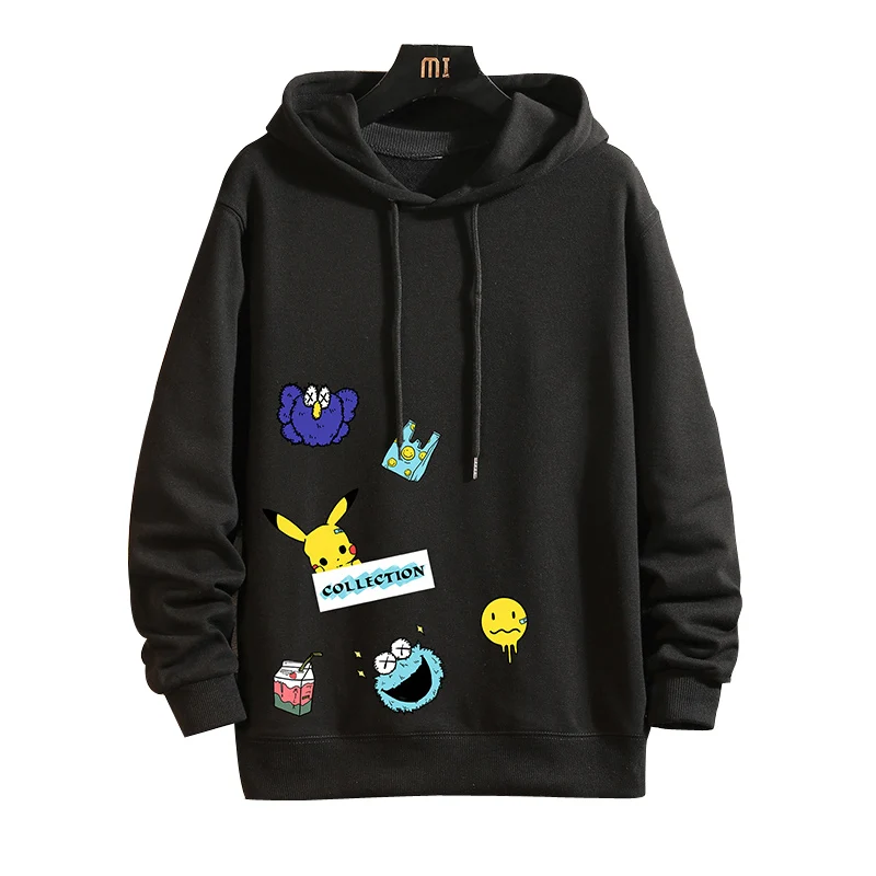 

Autumn Winter 2020 Men Streetwear Hooded Sweatshirts Hoodies Black Pullover Warm Cotton Hoodies Men Fashion Tops Drop Shipping