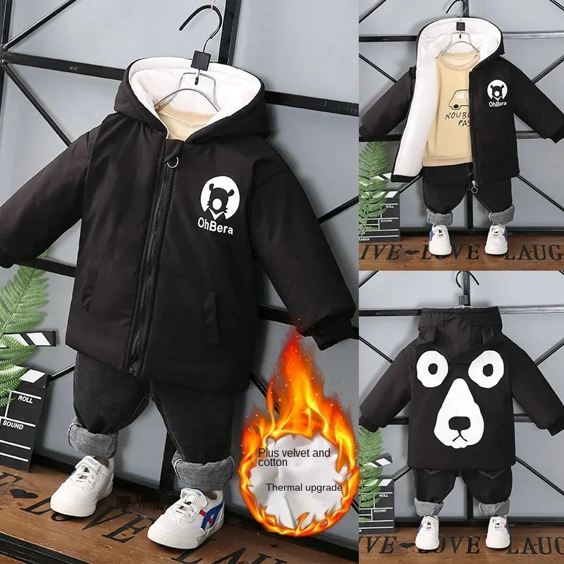 

1-5 Y Children Clothes Cold Winter Plus Velvet Baby Girls Coats for Boys Thick Jacket Warm Cotton Toddler Kids Outerwear Infants