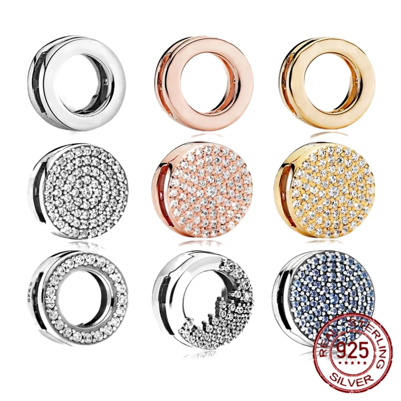 

925 Sterling Silver Bead Silver Star Timeless Sparkle Heart Dangle Clip Charms fit Original Pandora Reflexions Bracelets DIY